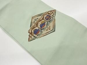 手織り紬菱に桃栗柿模様名古屋帯